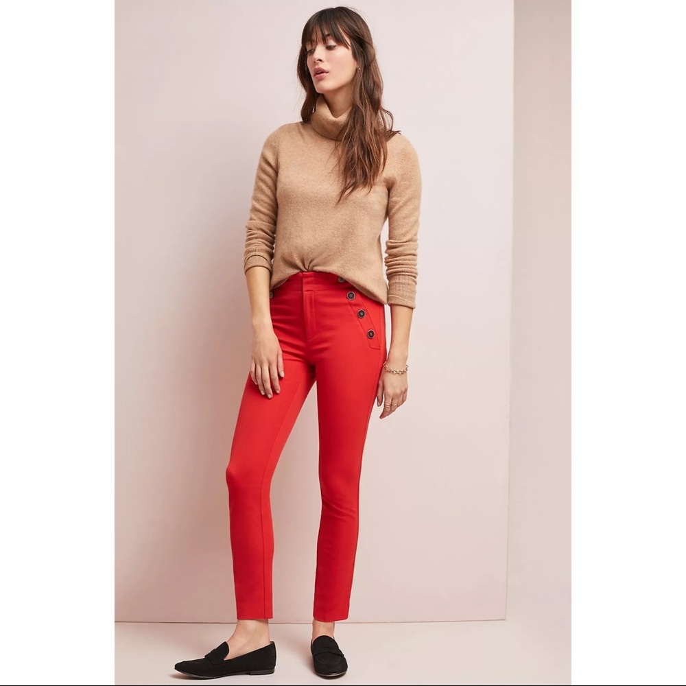 Anthropologie Essential Slim Trousers (Red)